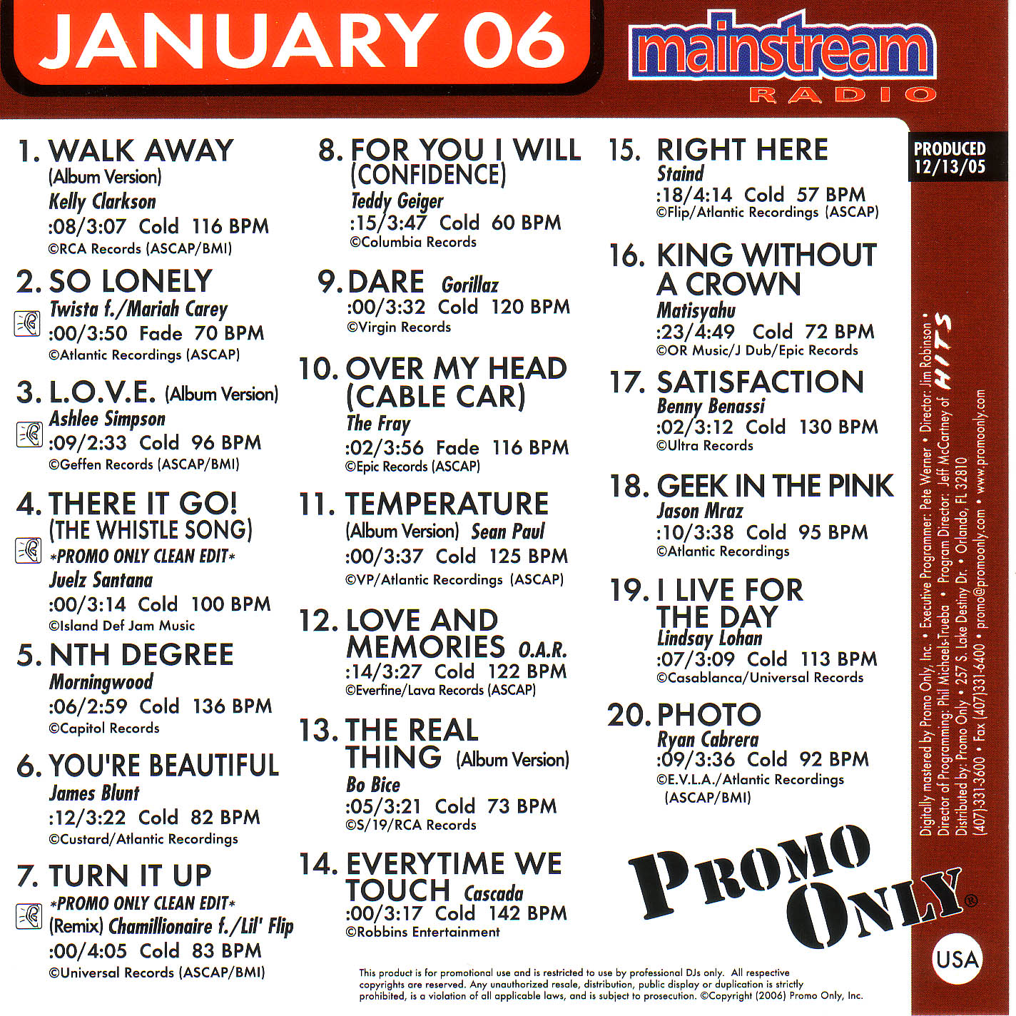 [Twista] Promo Only Mainstream Radio January 2006
